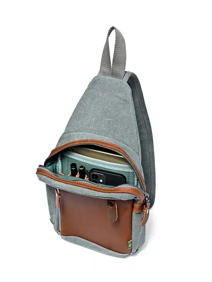 Сумка-слинг Torreya Canvas TSD BRAND — изображение 3 из 10, бирюзовый