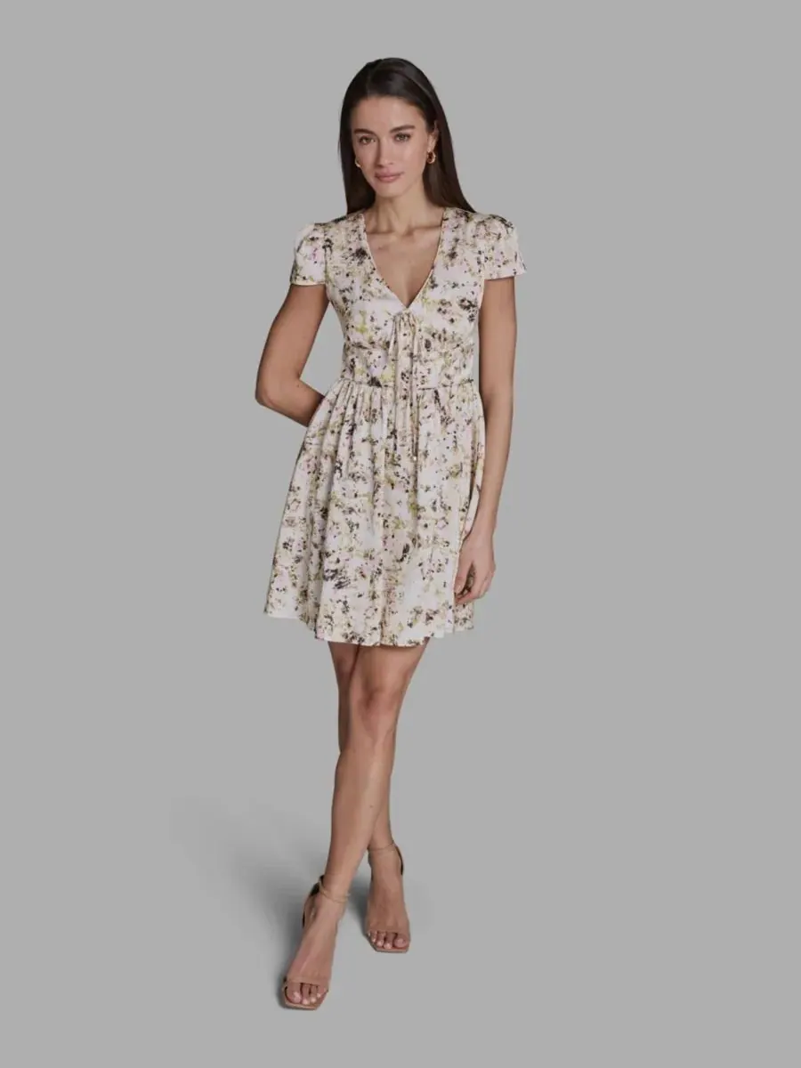 Женское мини-платье из муслина с V-образным вырезом BCBG — белый