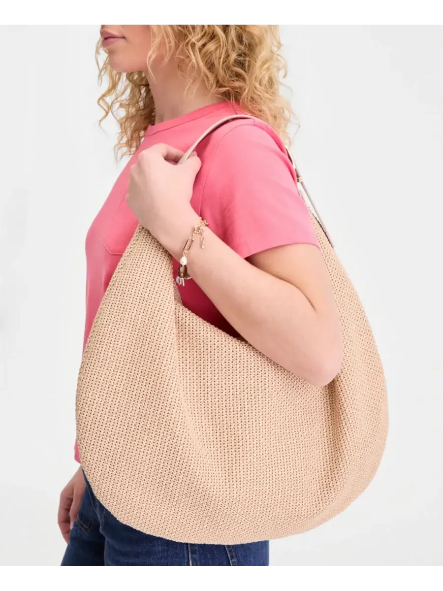 Сумка-хобо Joenii Extra-Large из соломы On 34th — изображение 7 из 7, серый