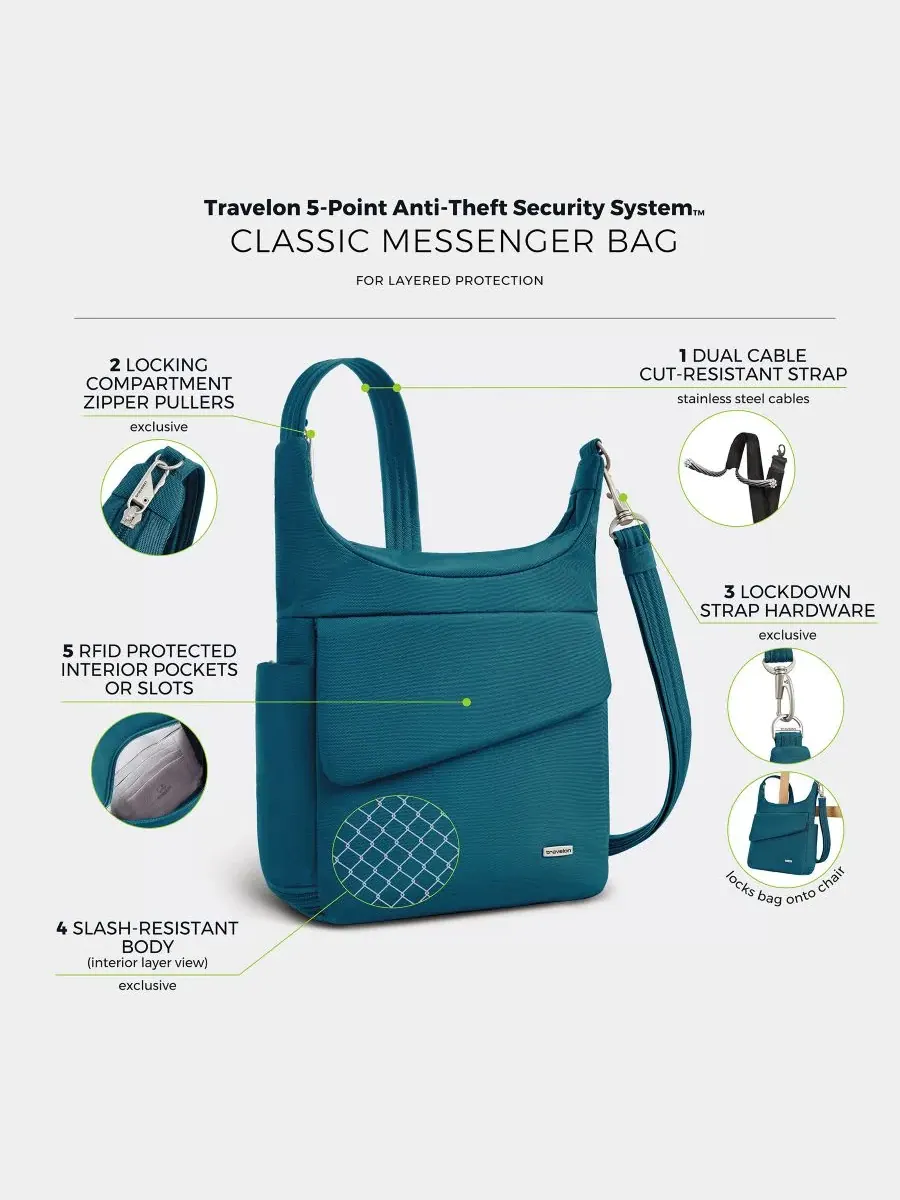 Сумка через плечо с защитой от кражи Chain Link Travelon — изображение 13 из 17, бирюзовый