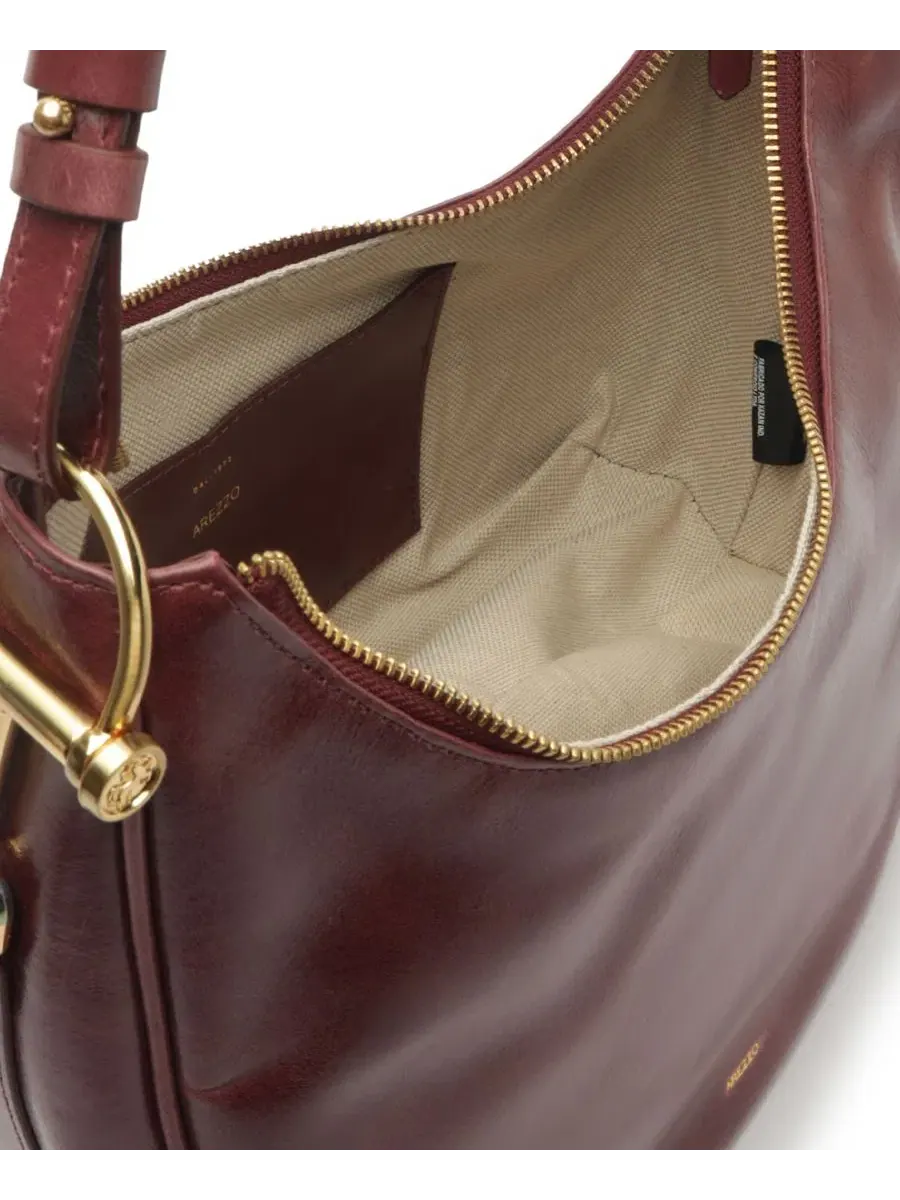 Небольшая кожаная кроссбоди-сумка Cora Small Leather Crossbody Arezzo — изображение 4 из 5, красный