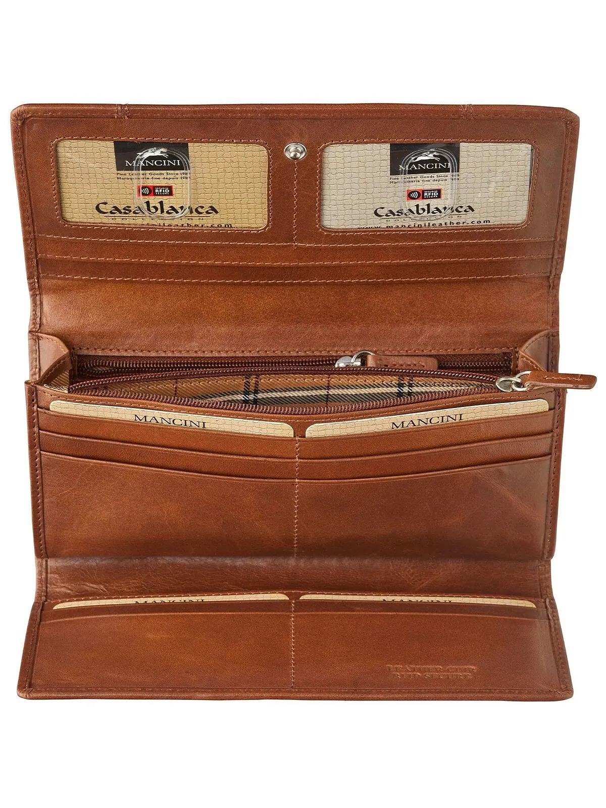 Женский кошелек тройного сложения Casablanca Collection RFID Secure Mancini — изображение 6 из 6, верблюжий