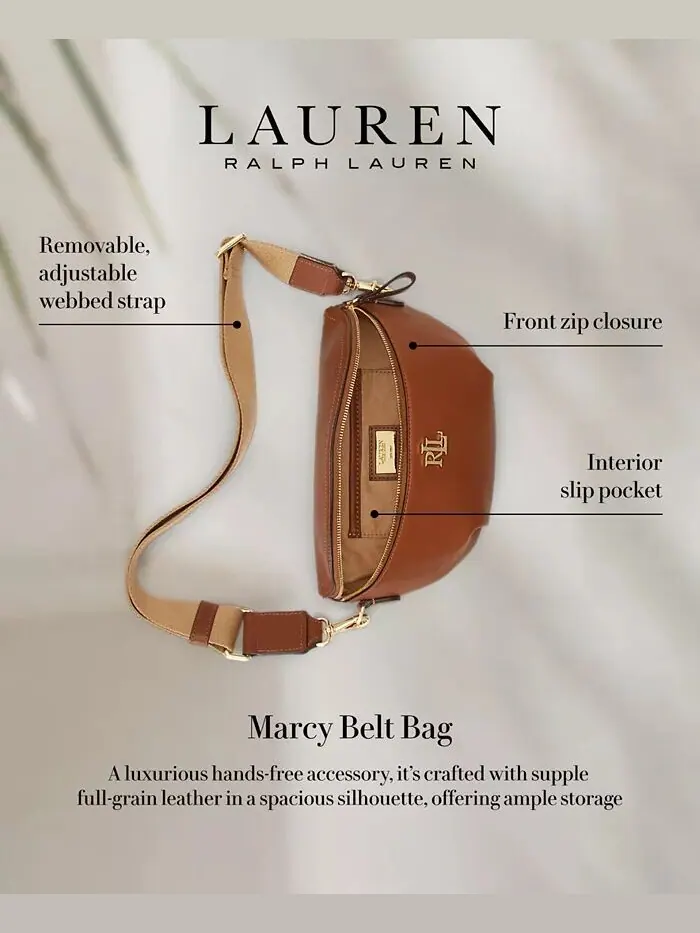 Кожаная сумка на пояс Marcy Small Lauren Ralph Lauren — изображение 7 из 7, черный