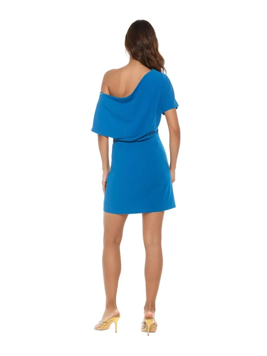 Женское мини-платье Suri с драпировкой на одно плечо Alexia Admor — изображение 3 из 3, синий