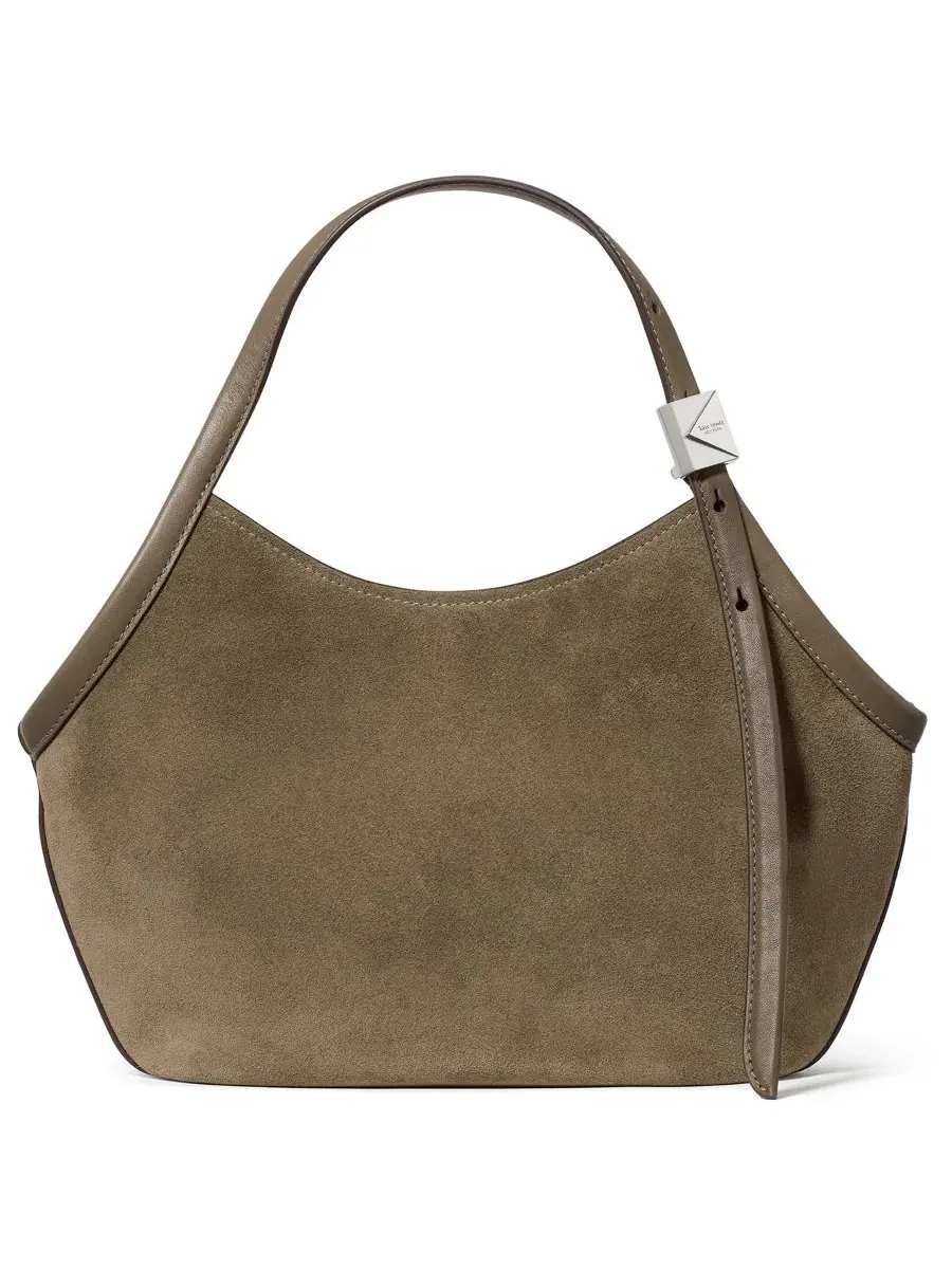 Сумка-тоут из замши с фурнитурой K, модель Deco Suede Small Tulip Tote Handbag kate spade new york