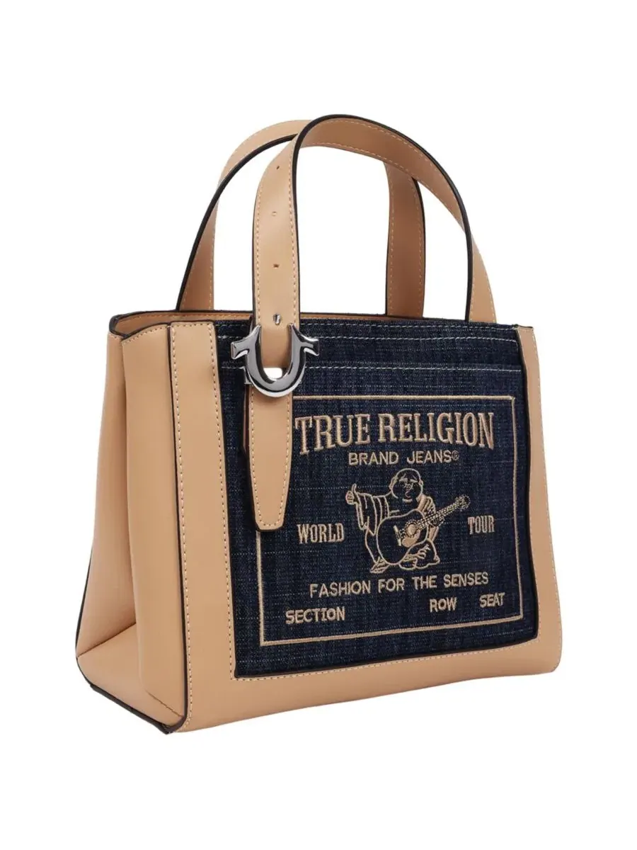 Сумка-тоут с кроссбоди-ремнем, модель Arvin Buddha Motif True Religion — изображение 2 из 8, темный джинсовый синий