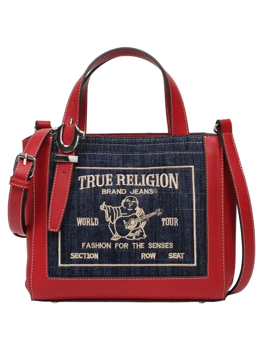 Сумка-тоут с кроссбоди-ремнем с принтом Buddha, модель Arvin Buddha Motif True Religion — изображение 1 из 8, красный