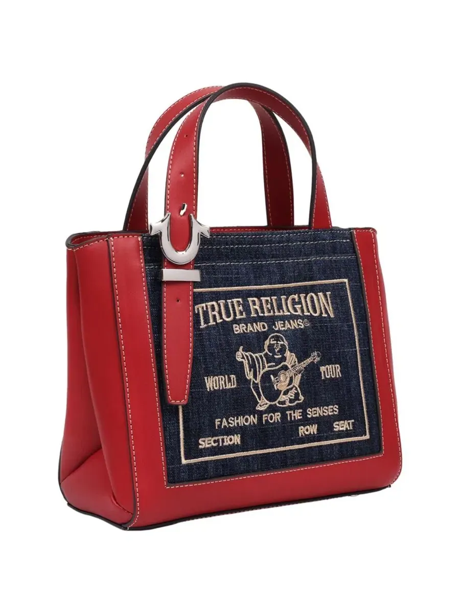 Сумка-тоут с кроссбоди-ремнем с принтом Buddha, модель Arvin Buddha Motif True Religion — изображение 2 из 8, красный