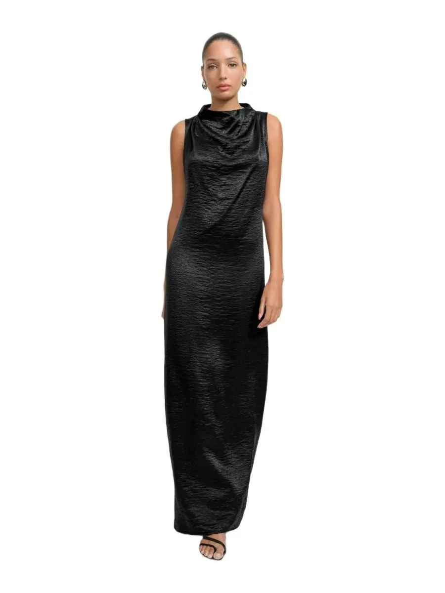 Вечернее платье с высоким вырезом, без рукавов, свободного кроя, Senna Dress Marcella — изображение 1 из 11, черный