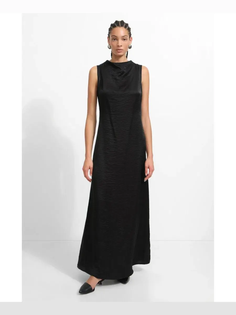 Вечернее платье с высоким вырезом, без рукавов, свободного кроя, Senna Dress Marcella — изображение 7 из 11, черный