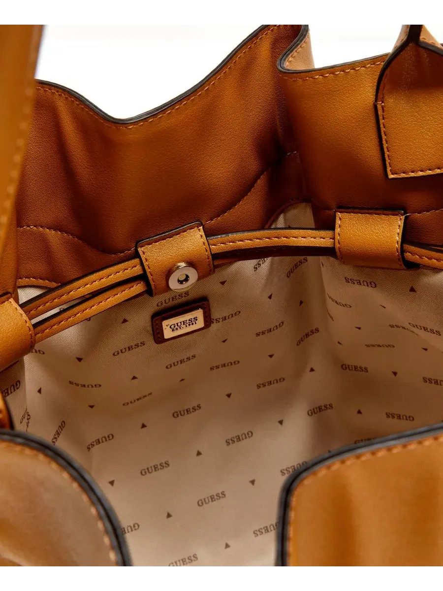 Сумка-шопер GUESS Karima Medium Drawstring Tote — изображение 3 из 5, бежевый