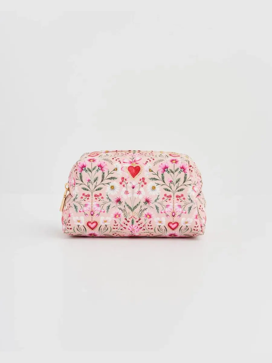 Косметичка с цветочным принтом Pink Floral Heart Fable England — розовый