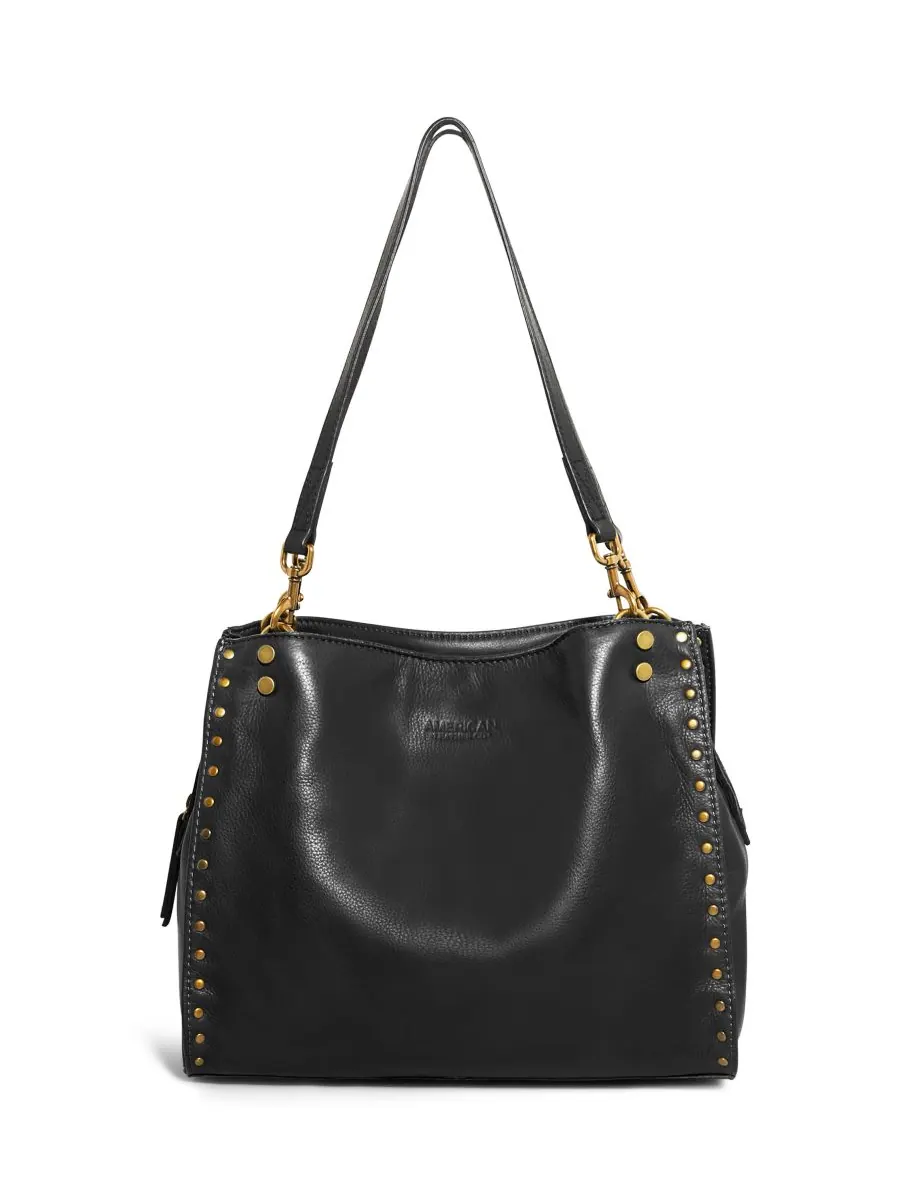 Сумка-портфель LENOX с заклепками и тройным входом American Leather Co — изображение 1 из 2, черный