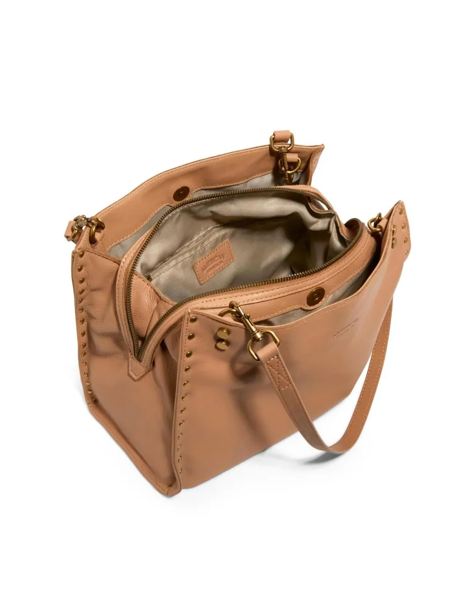 Сумка-портфель LENOX с заклепками и тройным входом American Leather Co — изображение 3 из 3, коричневый