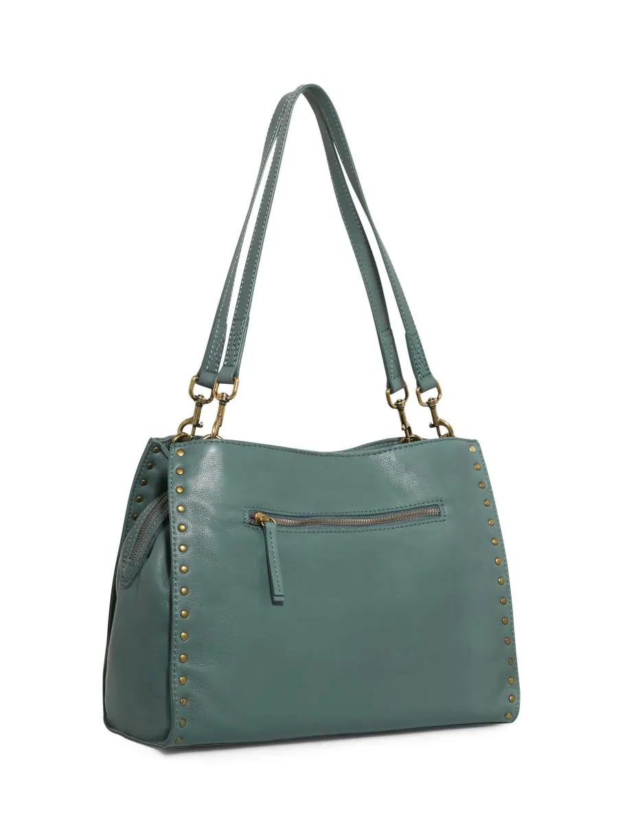Сумка-портфель LENOX с заклепками и тройным входом American Leather Co — изображение 2 из 4, зеленый