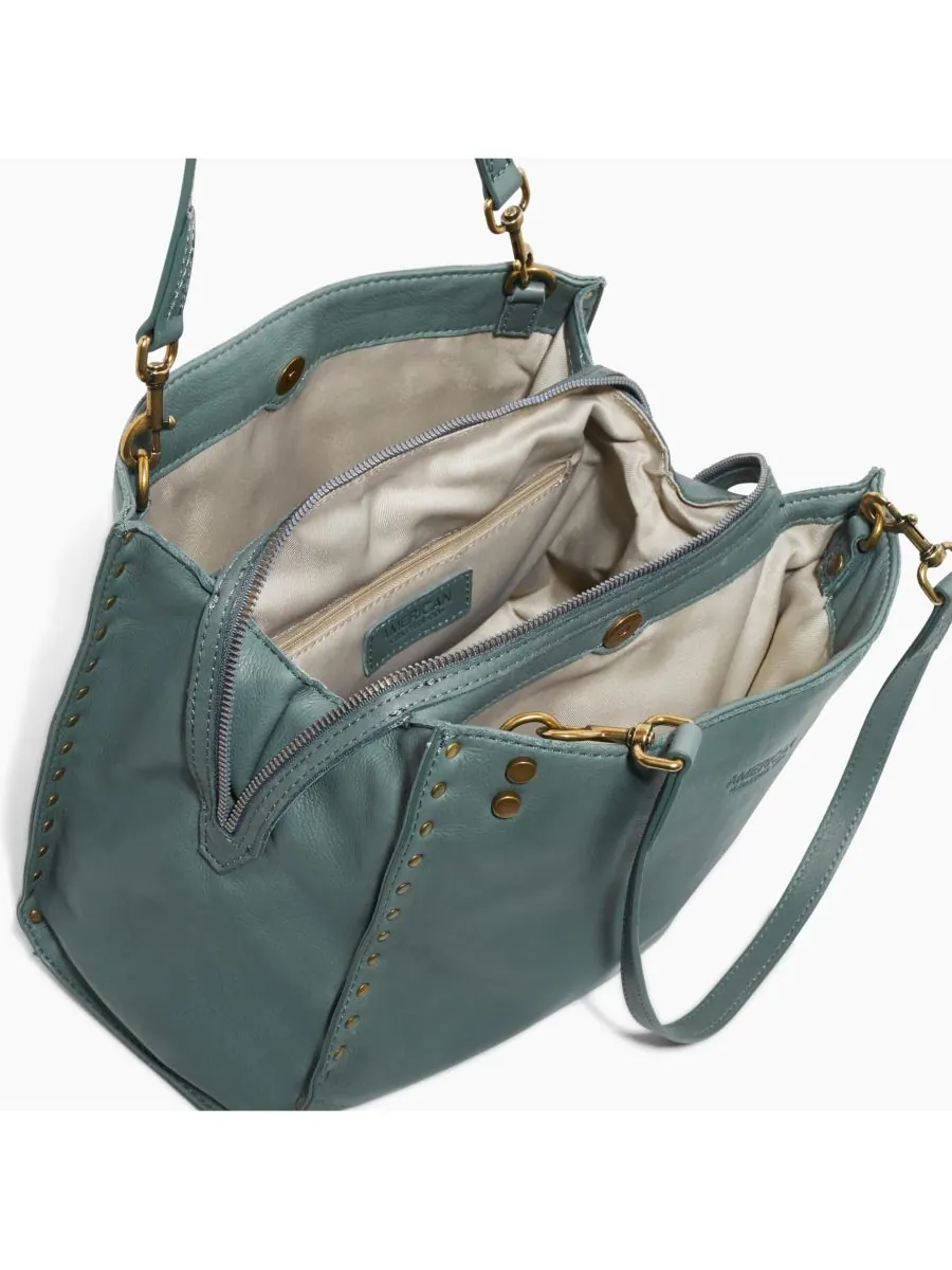 Сумка-портфель LENOX с заклепками и тройным входом American Leather Co — изображение 4 из 4, зеленый