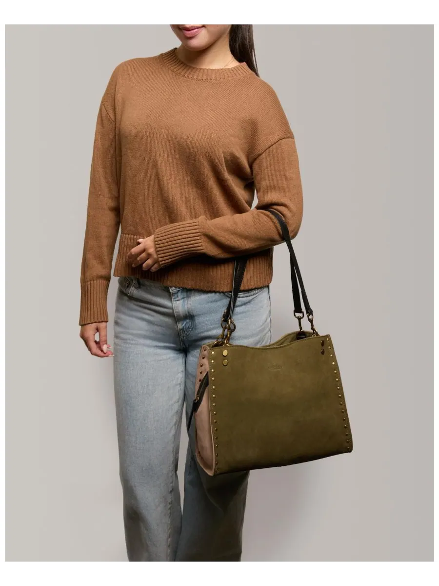 Сумка-портфель LENOX с заклепками и тройным входом American Leather Co, Kelp Colorblock — изображение 3 из 4