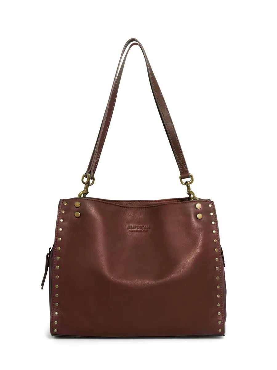 Сумка-портфель LENOX с заклепками и тройным входом American Leather Co, Cordovan S — изображение 1 из 2