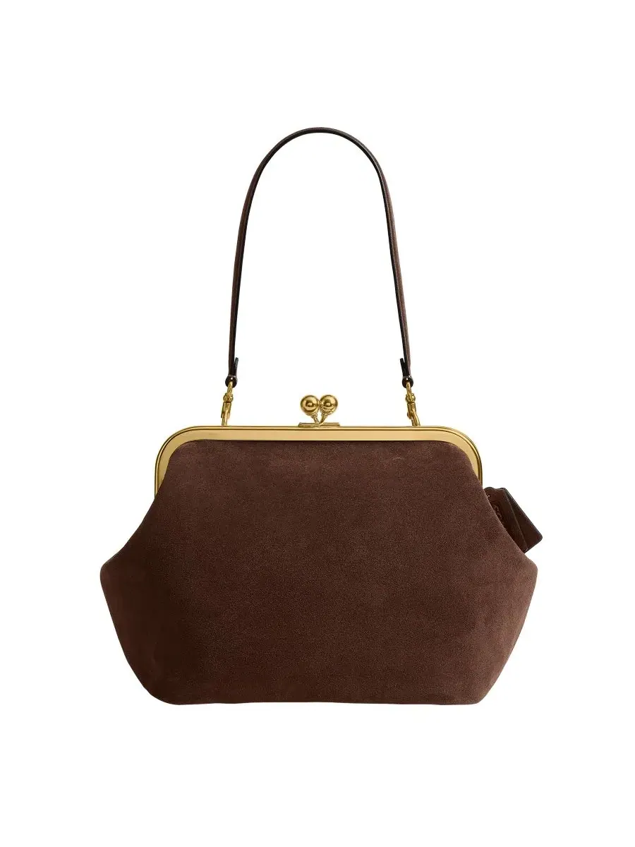 Сумка с застежкой кисп-лок, средняя, из замши COACH