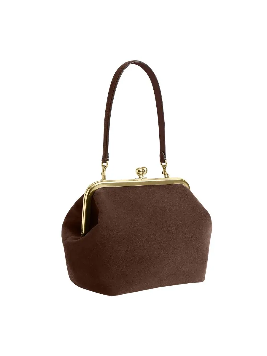 Сумка с застежкой кисп-лок, средняя, из замши COACH — изображение 5 из 7, коричневый