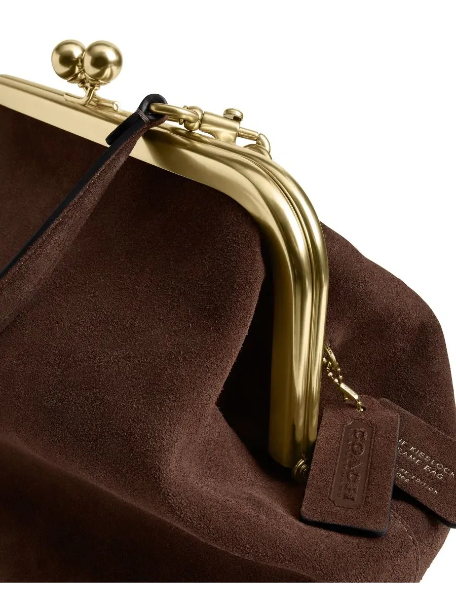 Сумка с застежкой кисп-лок, средняя, из замши COACH — изображение 7 из 7, коричневый