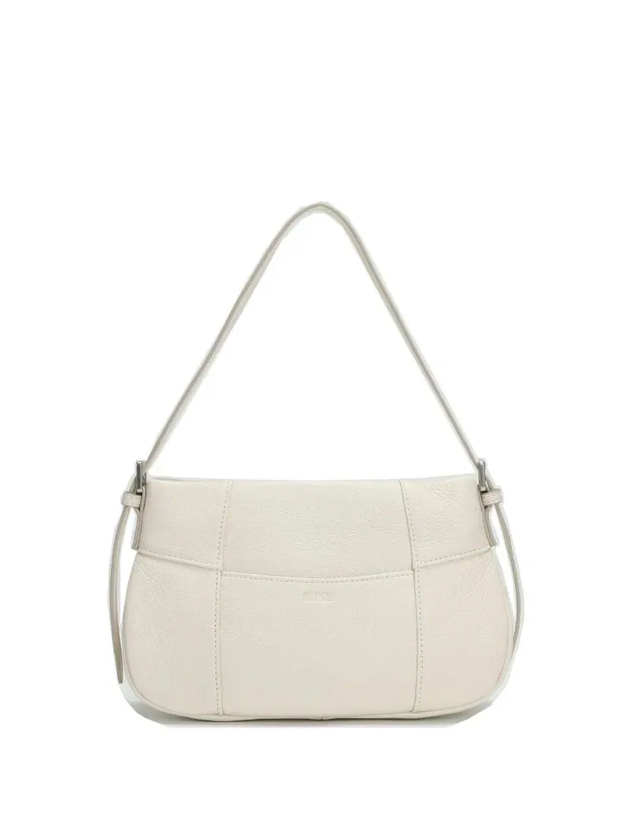 Женская сумка-шопер Muse Pebble Leather Shoulder Bag, минималистичная, Slim East-West SUSU — изображение 1 из 8, белый/белый