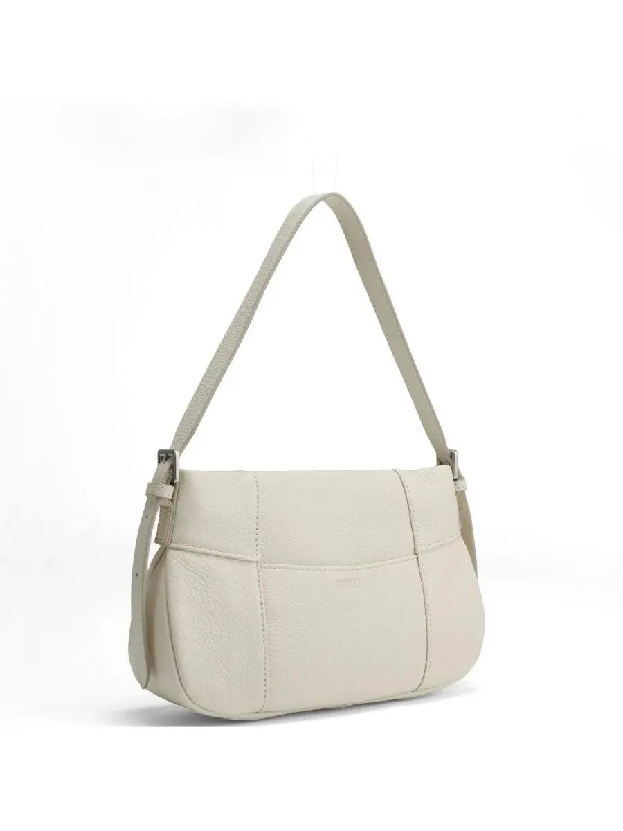 Женская сумка-шопер Muse Pebble Leather Shoulder Bag, минималистичная, Slim East-West SUSU — изображение 2 из 8, белый/белый