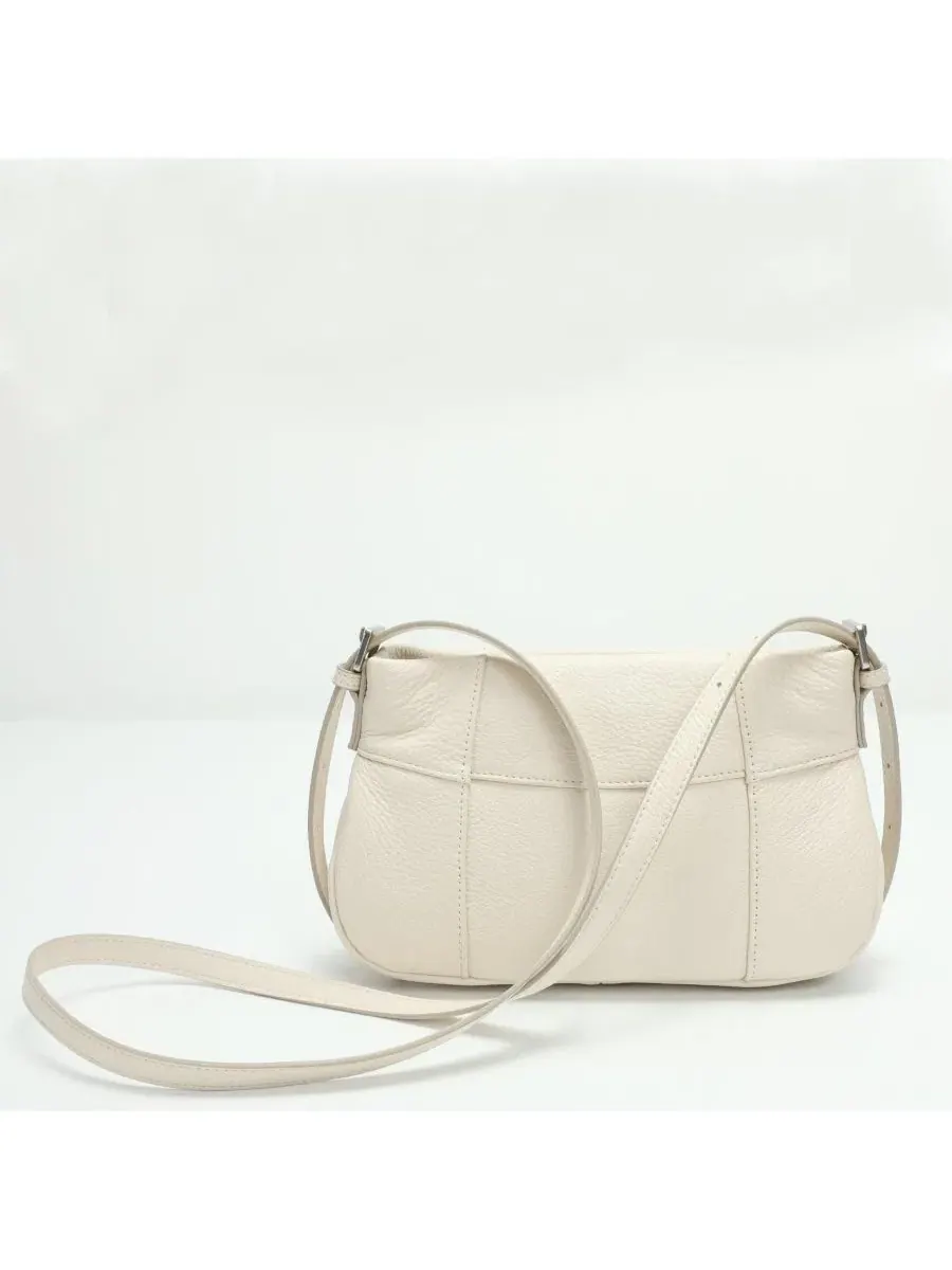 Женская сумка-шопер Muse Pebble Leather Shoulder Bag, минималистичная, Slim East-West SUSU — изображение 7 из 8, белый/белый