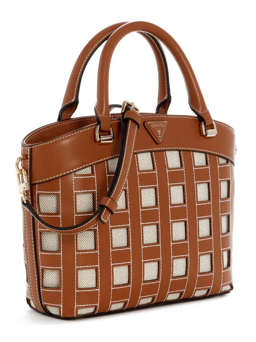 Средняя сумка-тоут с верхней ручкой Frankie Medium Top Handle Satchel Handbag GUESS — изображение 2 из 4, карамель