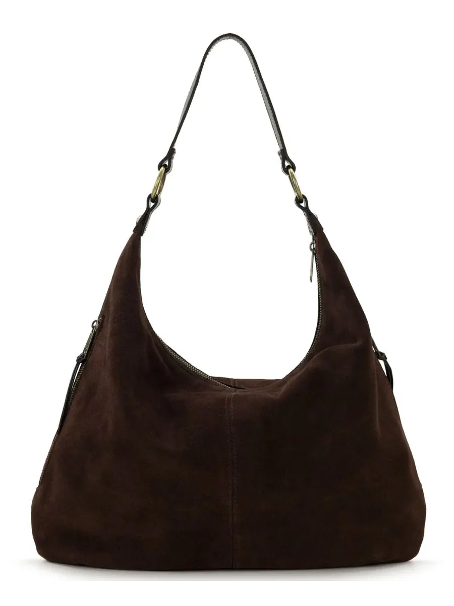 Сумка-хобо из замши Esther Large Suede Hobo Handbag Patricia Nash — изображение 2 из 5, шоколад