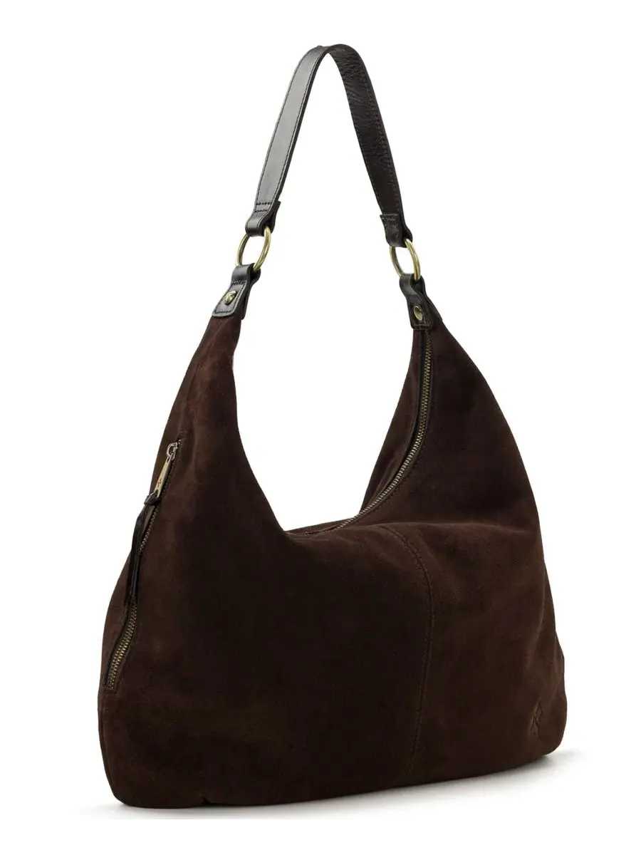 Сумка-хобо из замши Esther Large Suede Hobo Handbag Patricia Nash — изображение 3 из 5, шоколад