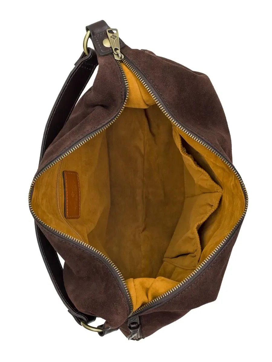 Сумка-хобо из замши Esther Large Suede Hobo Handbag Patricia Nash — изображение 4 из 5, шоколад