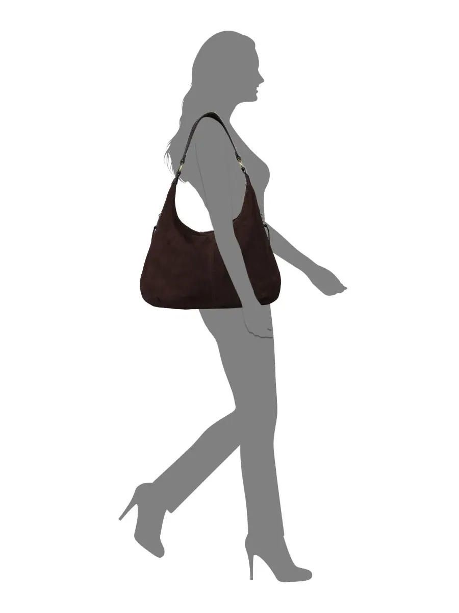 Сумка-хобо из замши Esther Large Suede Hobo Handbag Patricia Nash — изображение 5 из 5, шоколад