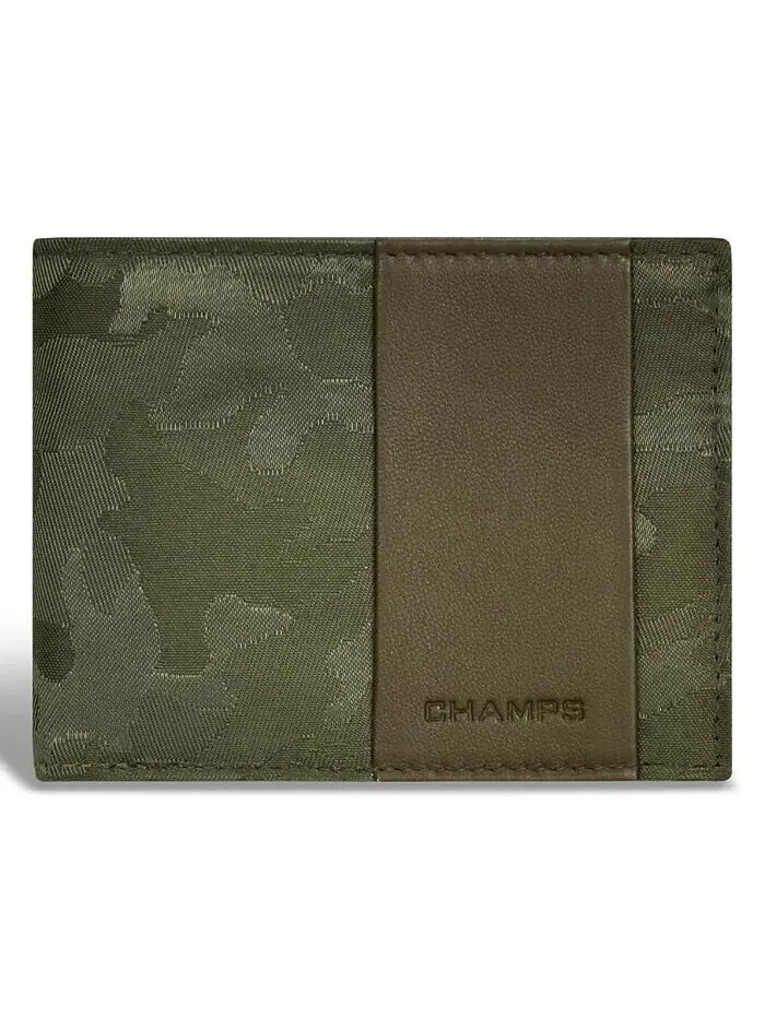 Мужской кожаный кошелек с верхним крылом Camo Collection CHAMPS — зеленый
