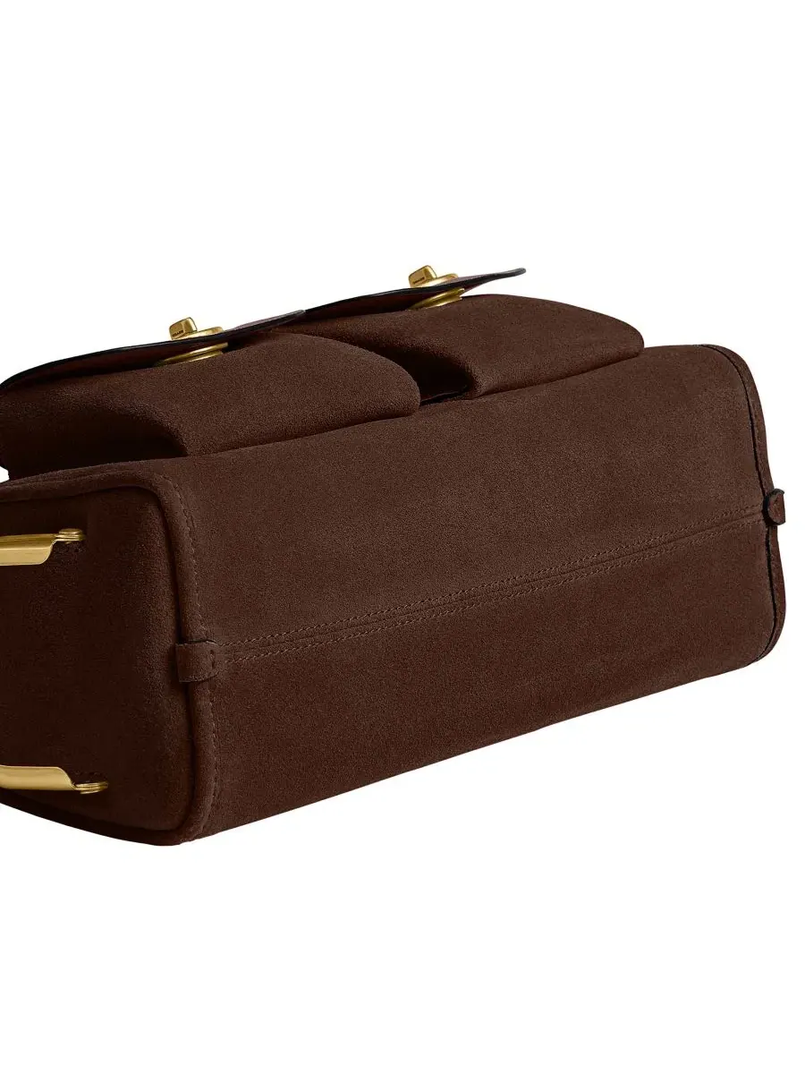 Сумка через плечо Haversack из замши с поворотным замком COACH, Brass Dark Chocolate — изображение 5 из 6, коричневый