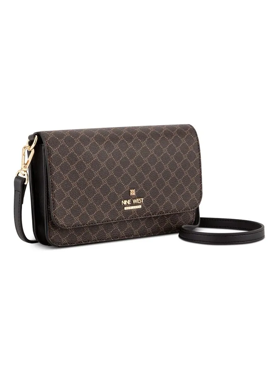 Небольшой кошелек-кроссбоди с цепочкой Luela Phone Small Wallet Crossbody Nine West — изображение 3 из 4, коричневый/черный