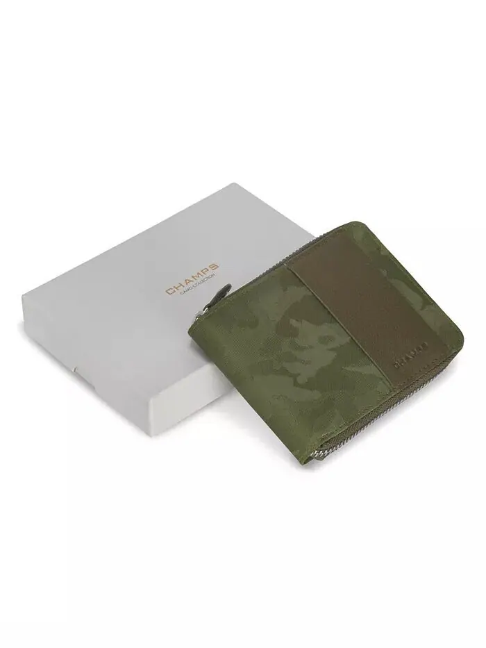Мужской кожаный кошелек с застежкой-молнией Camo Collection CHAMPS — изображение 5 из 11, зеленый