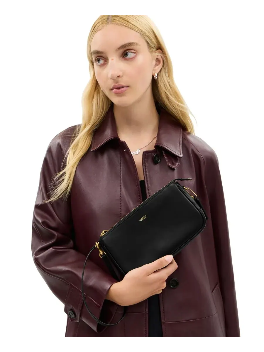 Компактная кожаная сумка через плечо COACH Plaza — изображение 3 из 9, черный