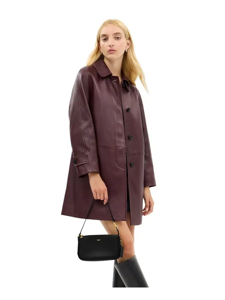 Компактная кожаная сумка через плечо COACH Plaza — изображение 4 из 9, черный