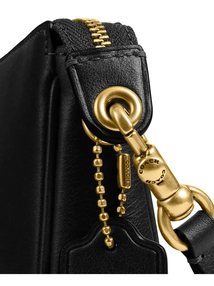 Компактная кожаная сумка через плечо COACH Plaza — изображение 9 из 9, черный