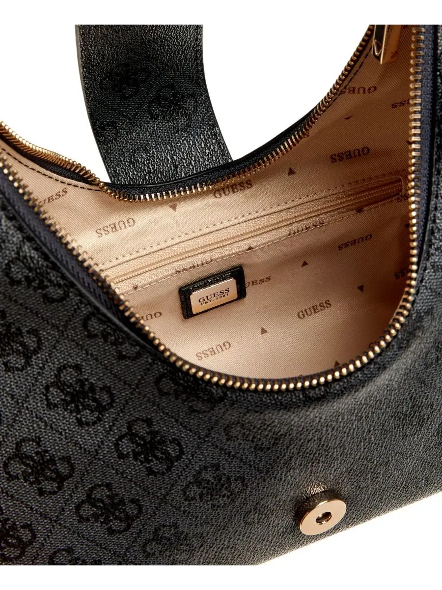 Сумка-хобо с принтом Yvonne Logo Medium Hobo GUESS — изображение 3 из 5, угольный