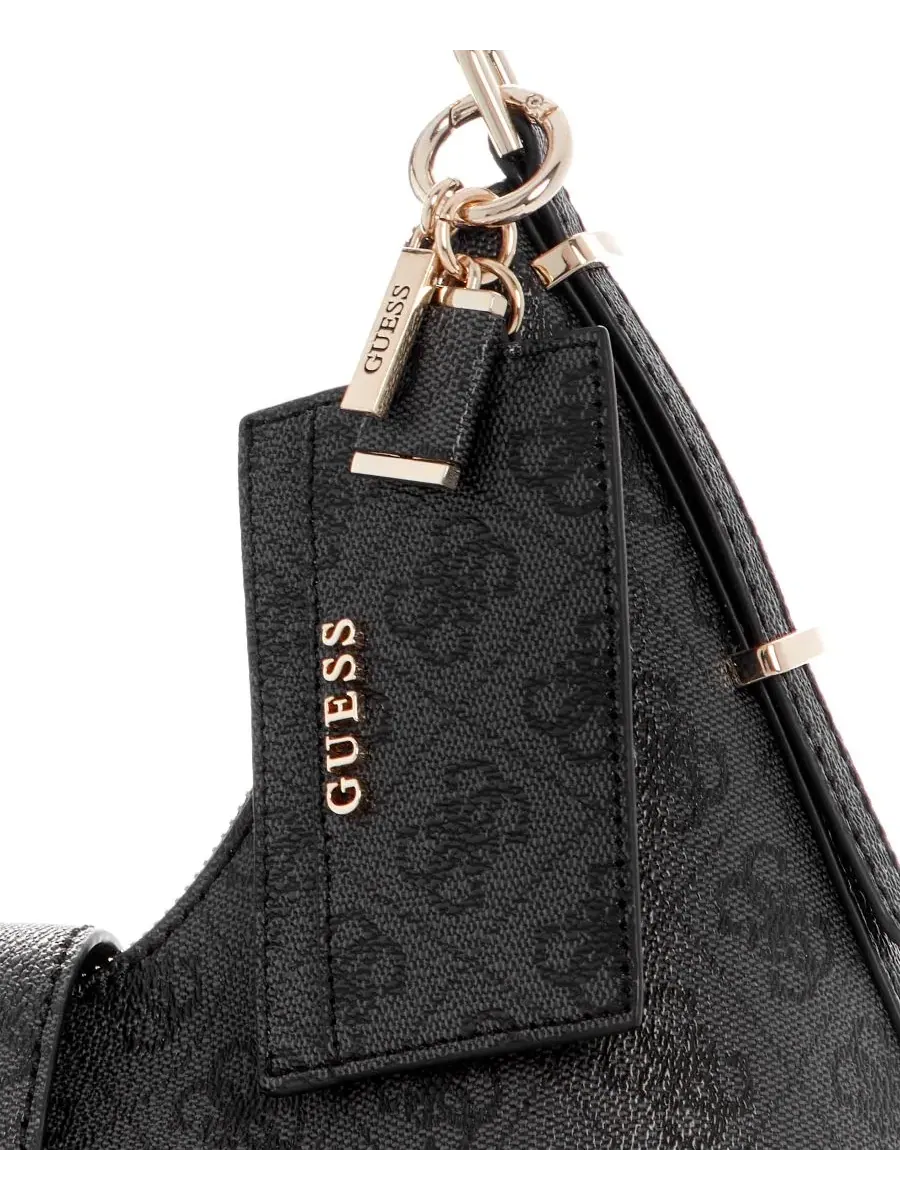 Сумка-хобо с принтом Yvonne Logo Medium Hobo GUESS — изображение 4 из 5, угольный