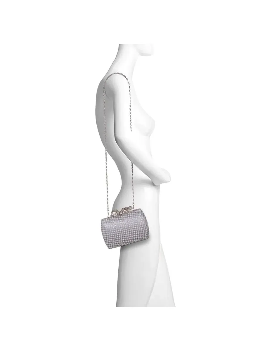 Вечерний клатч Cassia Crystal Minaudiere с бантом Jewel Badgley Mischka — изображение 3 из 4, серебряный