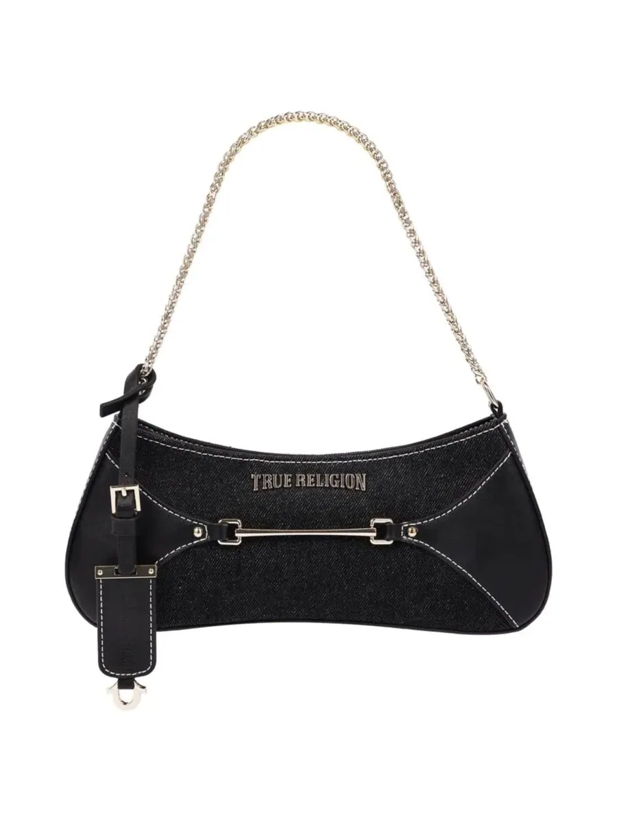 Сумка через плечо с молнией модель Zip Top Denim Shoulder Bag True Religion — изображение 6 из 7, черный