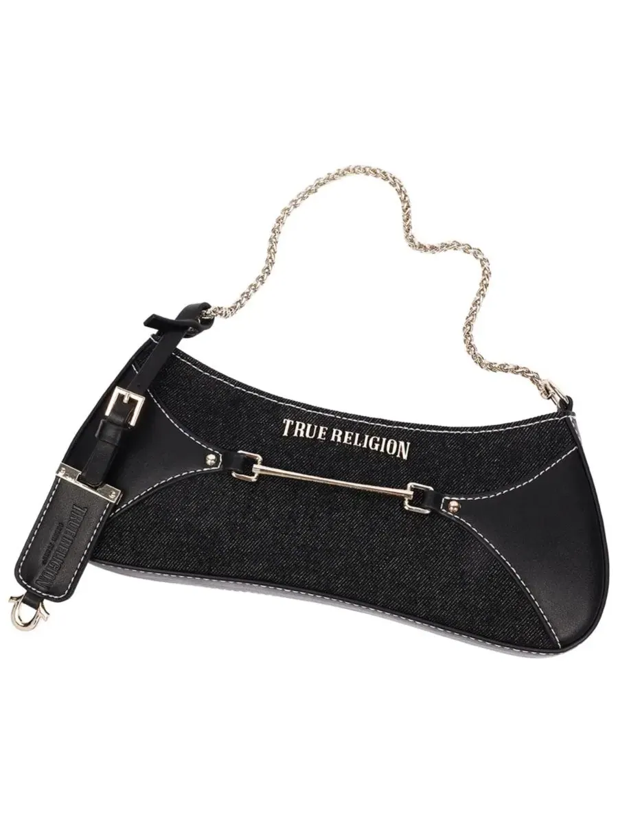Сумка через плечо с молнией модель Zip Top Denim Shoulder Bag True Religion — изображение 7 из 7, черный