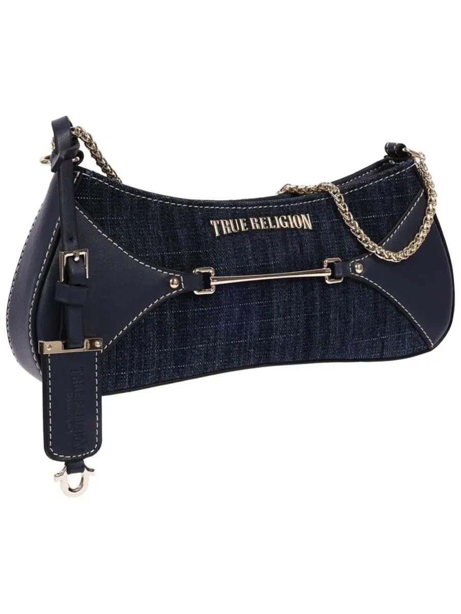 Дамская сумка через плечо с zip-застежкой True Religion Zip Top Denim Shoulder Bag — изображение 2 из 7