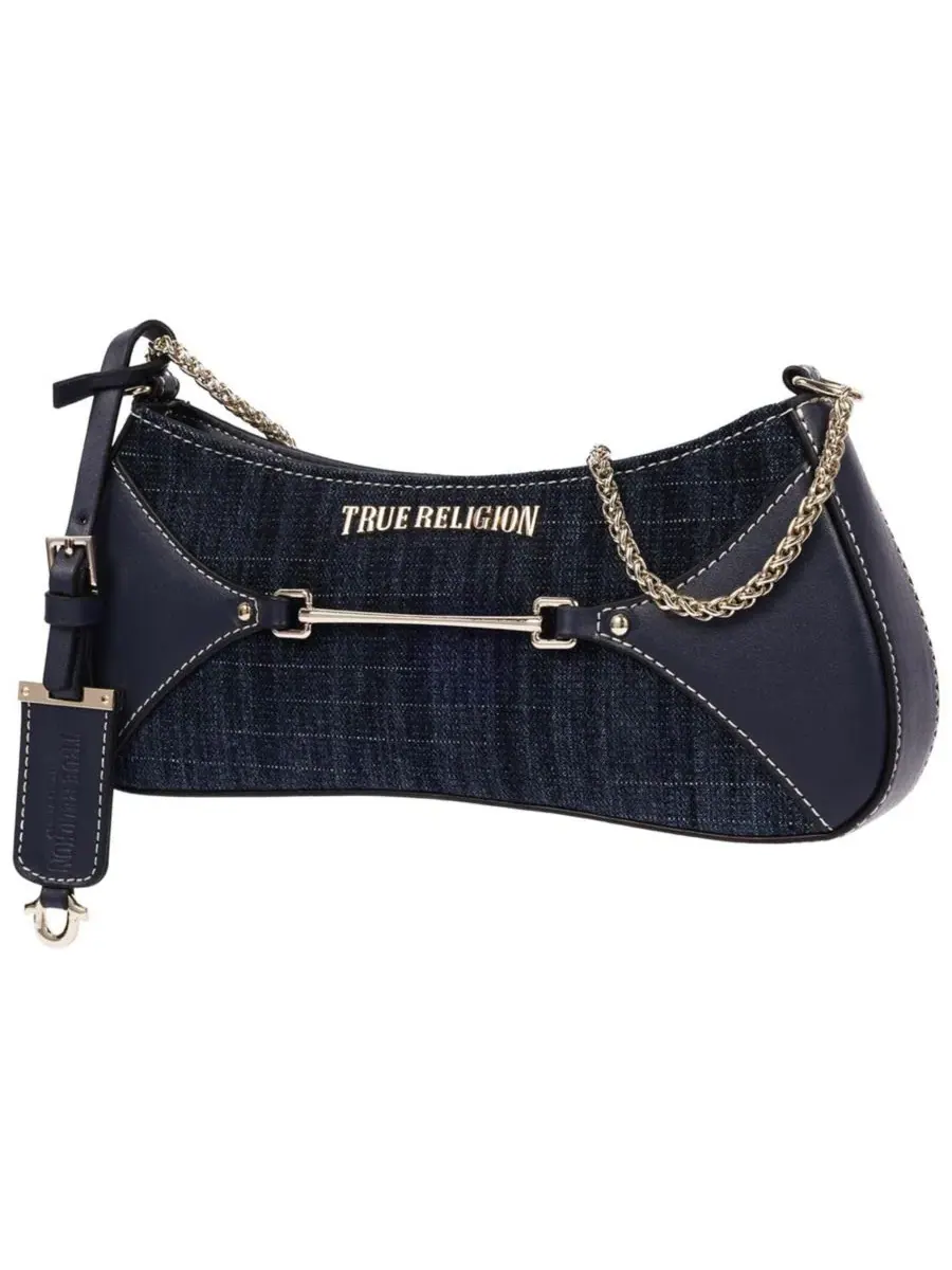 Дамская сумка через плечо с zip-застежкой True Religion Zip Top Denim Shoulder Bag — изображение 3 из 7