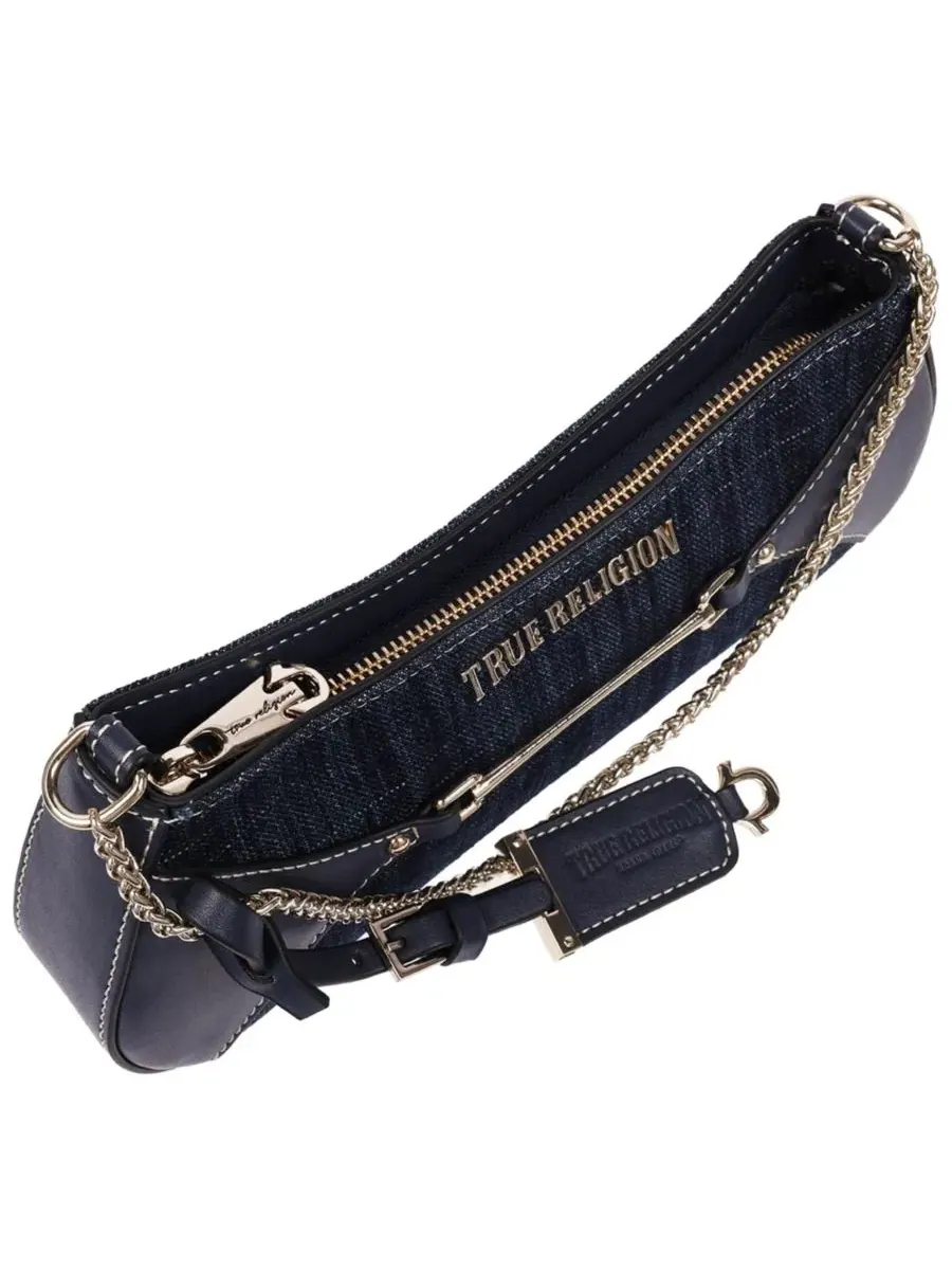 Дамская сумка через плечо с zip-застежкой True Religion Zip Top Denim Shoulder Bag — изображение 5 из 7