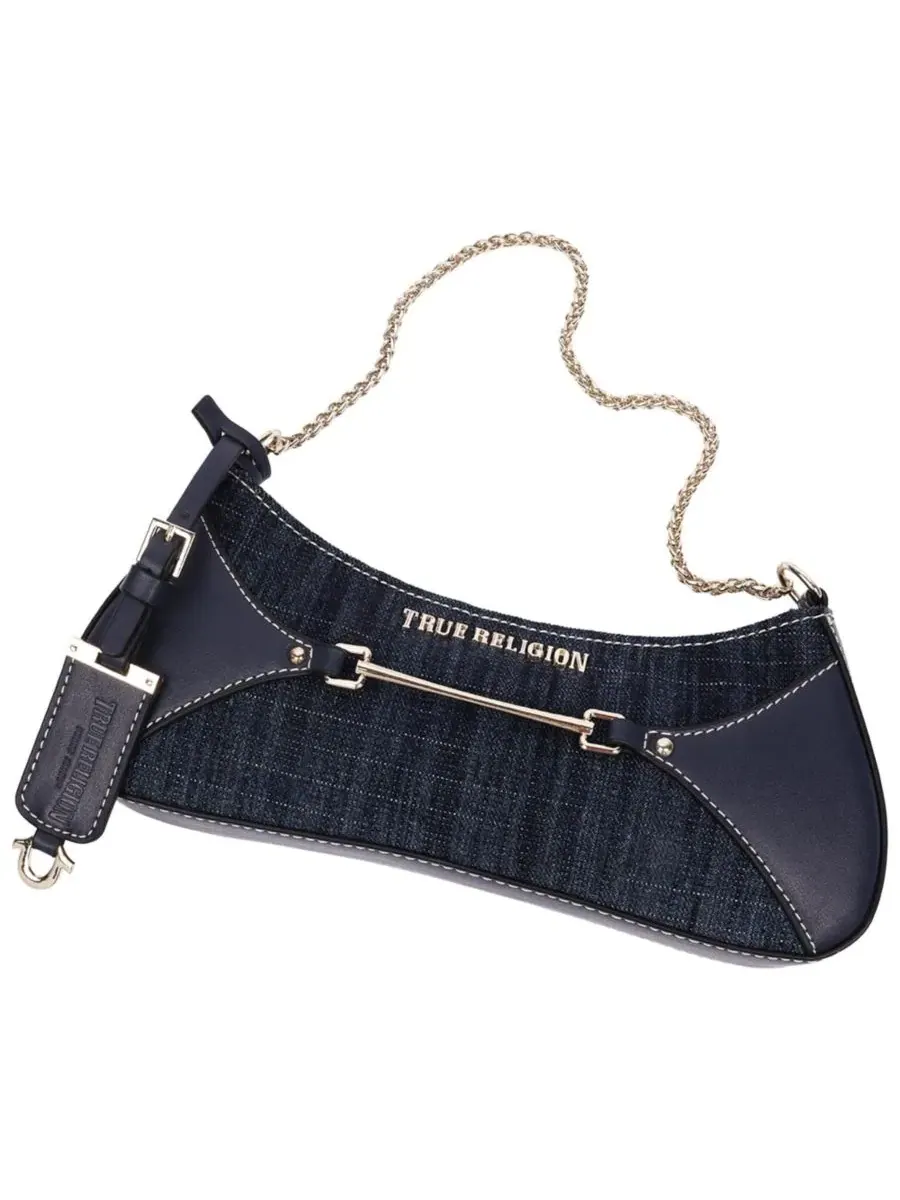 Дамская сумка через плечо с zip-застежкой True Religion Zip Top Denim Shoulder Bag — изображение 6 из 7