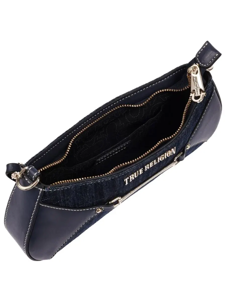 Дамская сумка через плечо с zip-застежкой True Religion Zip Top Denim Shoulder Bag — изображение 7 из 7